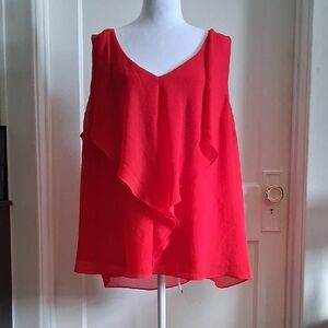 A. Byer Red Asymmetrical Tank Top